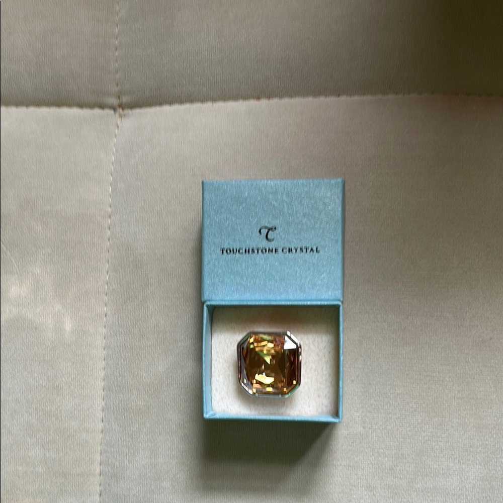 Touchstone Crystal Gold-Toned Statement Ring